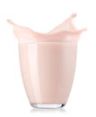 small glass of strawberry yogurt with splash Royalty Free Stock Photo