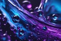 Small glowing blue purple water drops. Coloring water splash with black background and white light generated AI Royalty Free Stock Photo