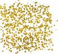 Small gold dots of different size are scattered in the shape of a rectangle