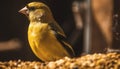 Small gold finch perching on branch, cute generated by AI