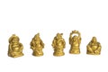 Small golden Buddha statues isolated on white background Royalty Free Stock Photo