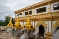 Small golden pagodas around Puttakaya chedipagoda in Sangkhlaburi district,Kanchanaburi,Thailand.