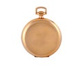 Small golden pocket watch under the lights isolated on a white background Royalty Free Stock Photo