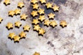 Small golden stars on a old metal background, Royalty Free Stock Photo