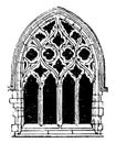 Small Gothic Window Tracery, during the fourteenth century, vintage engraving