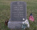 Small gravestone for W.L. Hurst and his wife Mary L. Hurst in the Bedford Cemetery in Bedford, Texas.