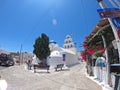 Small Greek church in the village of Pyrgos in Santorini