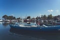 Greek harbor with fishing boats in the Ambracian Gulf, Greece Royalty Free Stock Photo