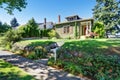 Small green American craftsman house exterior. Royalty Free Stock Photo