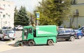 Small green car special for washing streets Royalty Free Stock Photo