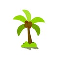 Small green coconut tree. Flat vector illustration Royalty Free Stock Photo