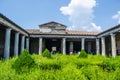 small green courtyard inside of the ruins of pompeii city complex near italian naples....IMAGE