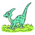 Small, green, dinosaur, minimalism, character, illustration, cartoon, picture, image, art, isolated, animal, history, ancient,