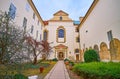 Our Lady beneath the Chain Church and garden of Johannite Monastery, Prague, Czech Republic Royalty Free Stock Photo