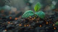 Small Green Plant Sprouting Out of Ground Royalty Free Stock Photo