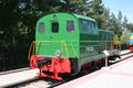 Small green shunting diesel locomotive