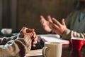 Small group of asian people praying worship believe. Teams of friends worship together before studying Holy bible. family praying Royalty Free Stock Photo