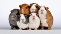 Small group of cute guinea pigs in studio. AI generated