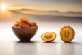 Small group of golden Iranian raisins on white background AI generated Royalty Free Stock Photo
