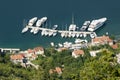 Small group of sail boats in a marina