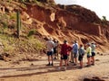 Small group of tourists with guide Espiritu Santo Island