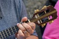 Small guitar with four strings