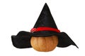 Small Halloween pumpkin in witch hat Royalty Free Stock Photo