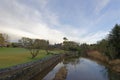 The small hamlet of Lunan with the river running through it on a cold early morning in December