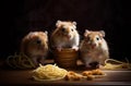 Small hamsters portrait. Cute domestic animal funny mice. Generative AI