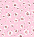 Small Hand Drawn White Flowers, Seamless Spring Pattern on Light Pink Background. Royalty Free Stock Photo