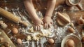 Child's Hands Making Dough.AI generated image Royalty Free Stock Photo
