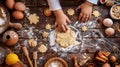 Child Preparing Cookie Dough. AI generated Royalty Free Stock Photo