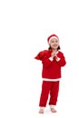 Small happy girl in santa costume