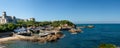 Small harbor, blue sky, Biarritz, France Royalty Free Stock Photo