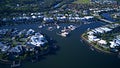 Small Harbour View Canal Estate and Boat Harbour RiverLinks Estate next to Coomera River Morning view Hope Island, Gold Coast