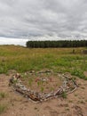 A small Heart shaped structure build by travelling Visitors behind the dunes at Montrose Beach. Royalty Free Stock Photo