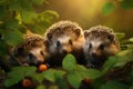 Small hedgehogs in their natural habitat