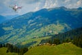 Small herd of cows grazing on a mountain pasture Royalty Free Stock Photo