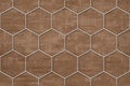 Small hexagonal tiles seamless of wooden marble textures background. Royalty Free Stock Photo