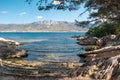 Small hidden beach in a cove on Marjan hill in Split