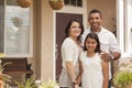 Small Hispanic Family in Front of Their Home Royalty Free Stock Photo