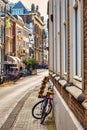 Small historic dutch houses and street lantern Royalty Free Stock Photo