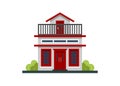 Small home building with rooftop. Simple flat illustration.