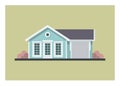 Small home with closed garage. Simple flat illustration