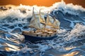 A small homemade boat caught in a storm Royalty Free Stock Photo