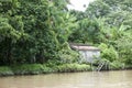 Small wooden hut on shoreline of the Amazon Royalty Free Stock Photo