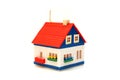 Small house constructed of toy blocks Royalty Free Stock Photo