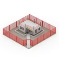 Small House Construction Site Enclosed by Red Safety Fencing on White Background building Royalty Free Stock Photo