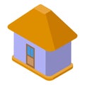 Small house icon isometric vector. Cabin bungalow