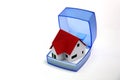 A small house in a jewel box to be offered as a gift Royalty Free Stock Photo